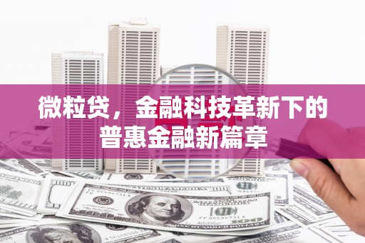 郑州微粒贷，金融科技革新下的普惠金融新篇章