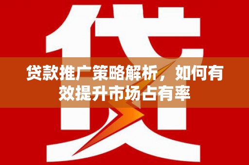 郑州贷款推广策略解析，如何有效提升市场占有率