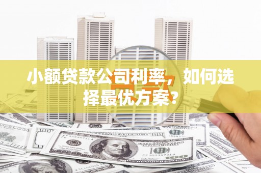 郑州小额贷款公司利率，如何选择最优方案？