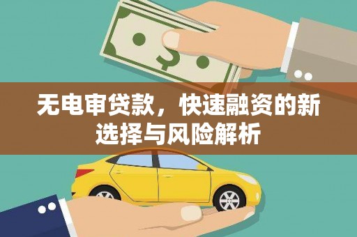郑州无电审贷款，快速融资的新选择与风险解析