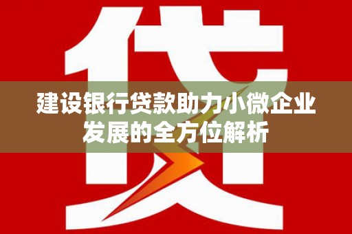 郑州建设银行贷款助力小微企业发展的全方位解析