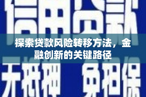 郑州探索贷款风险转移方法，金融创新的关键路径